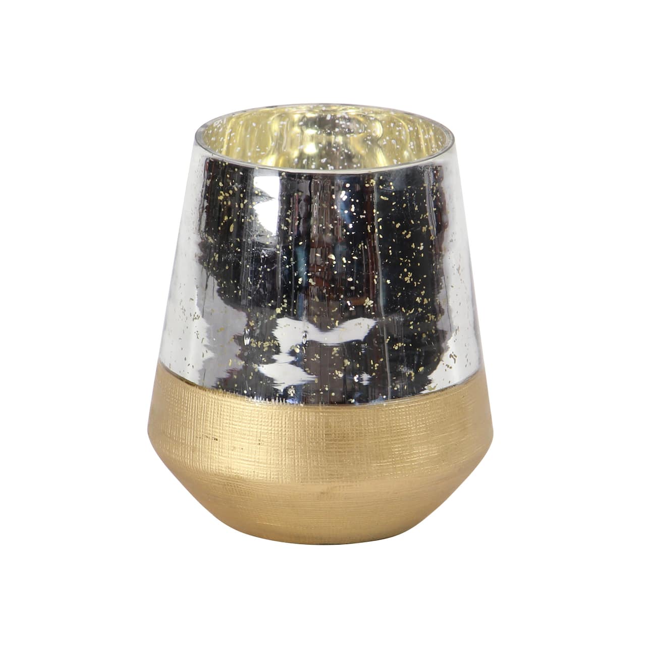 7" Gold & Silver Glass Modern Candlestick Holder